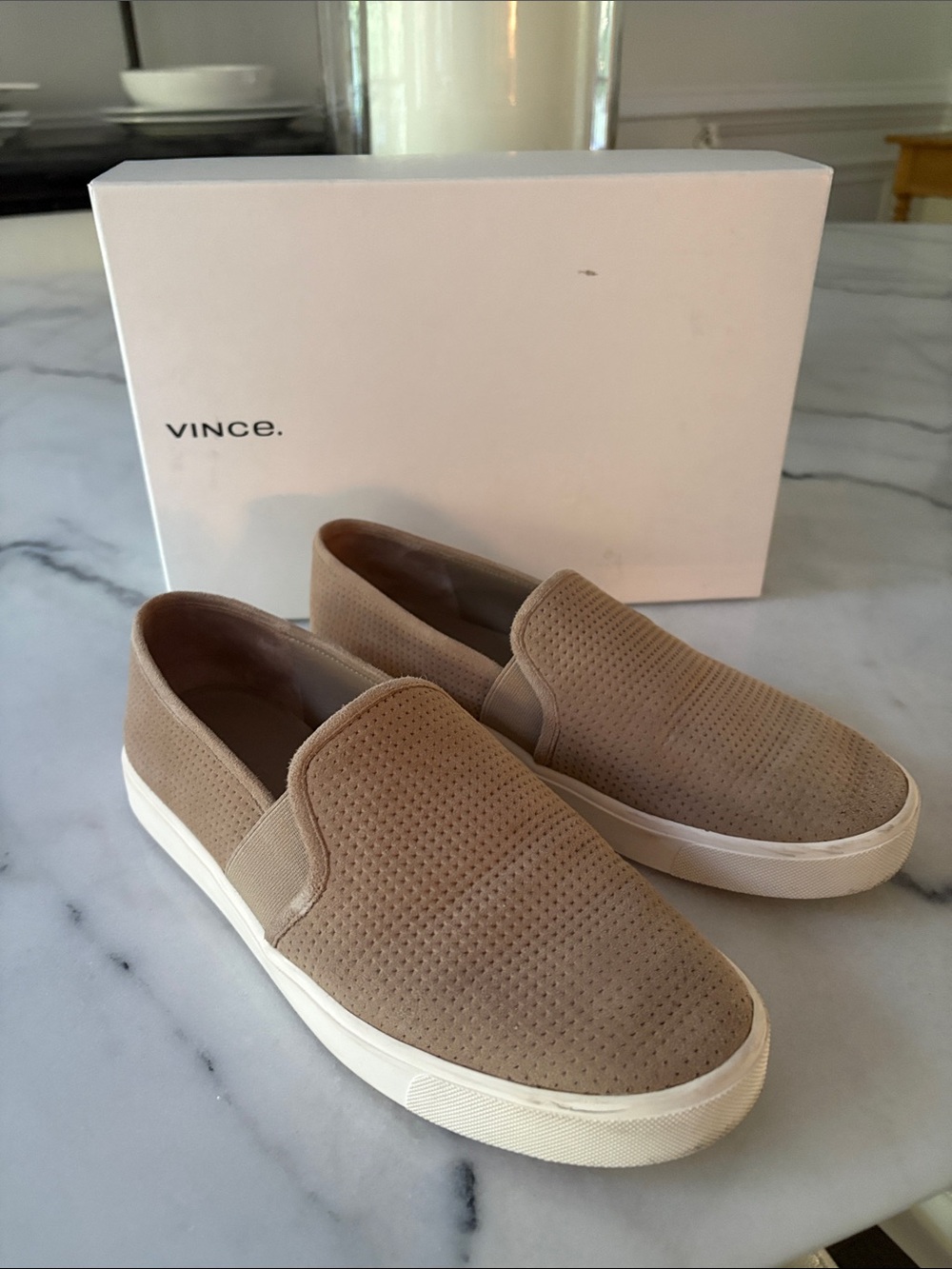 Vince Blair Taupe Beige Slip on Sneaker 7.5
